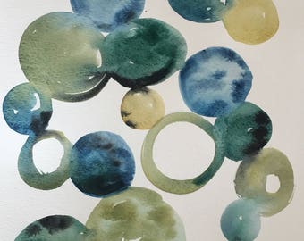 Original Abstract Watercolor Painting- Earth Tones 11"x15"