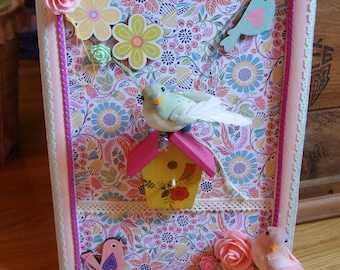 Opal and pink birds setting
