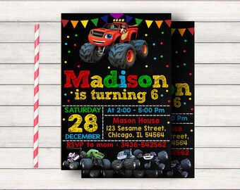 Blaze and the Monster Machines Invitations, Blaze and the Monster Machines, Blaze and the Monster Machines Party, Blaze Invitation