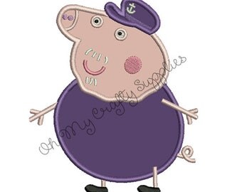 Papaw Pig Applique Embroidery Design