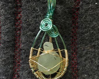 Handmade wire wrapped Prehnite necklace.
