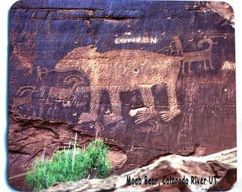 The Great Bear Petroglyh Mouse Pad Anasazi Rock Art Moab, Colorado River Pictograph Utah 7.5" by 9" Made and Ships Free USA