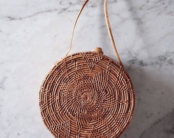 Round Rattan Bag / Round Straw Bag / Round Wicker Bag / Wicker Bag- Instock!