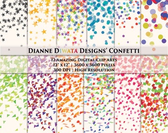 Confetti Digital Paper Print, Colorful Confetti Clip Art, Confetti Clip Art, Confetti Background, Confetti Wallpaper Design, Square Confetti