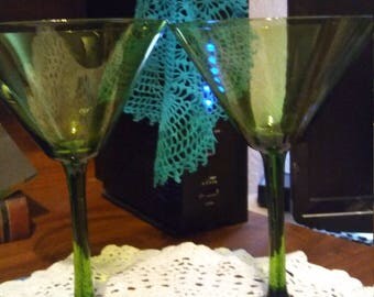 Vintage Emerald green martini glasses