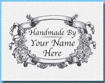 Personalized Floral Wreath Name Stamp, handmade by Stamp, Floral Stamp thanks for your order stamp