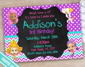 Bubble Guppies Birthday Invitation - Bubble Guppies Birthday Party - Girls Bubble Guppies Invitation