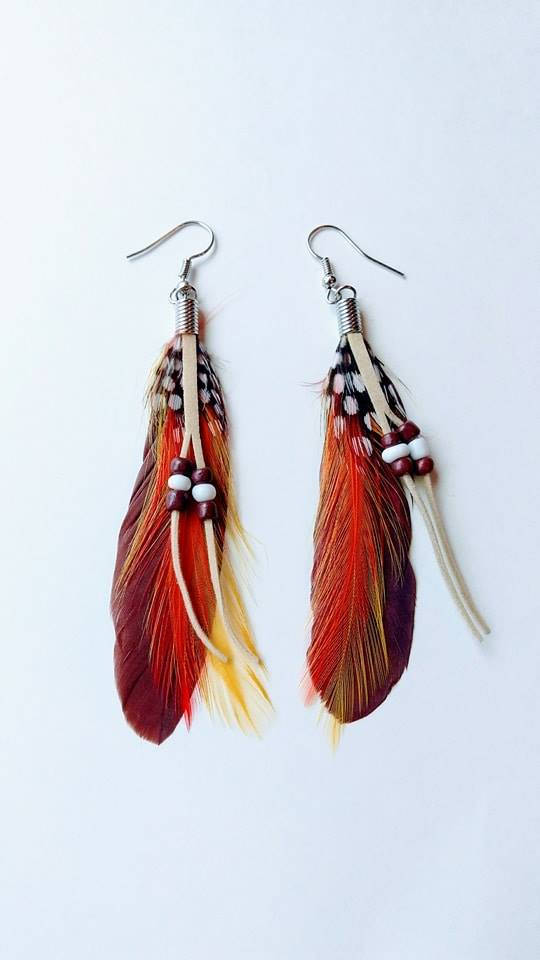 Brown Feather earrings. Native American earrings. Indian