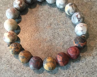Multicolor Jasper natural beaded bracelet.