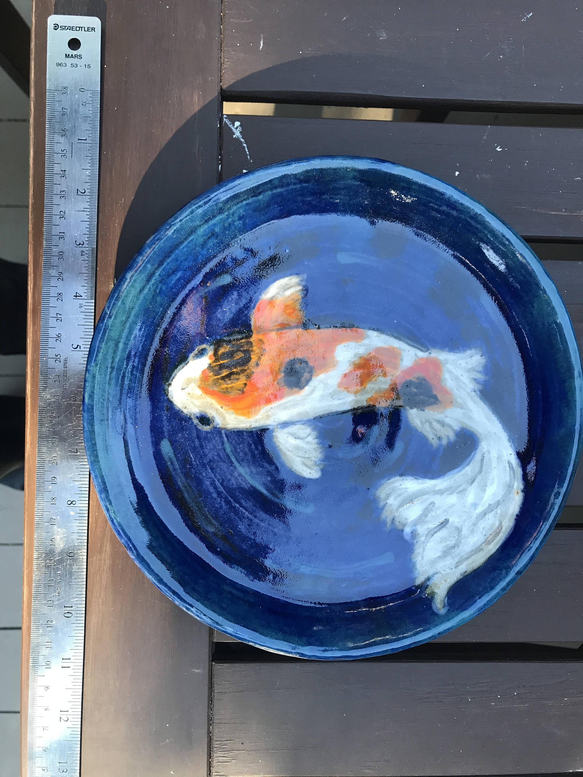 Hand thrown and painted Koi Fish Seven Plate Set