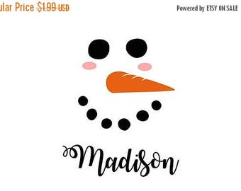 ON SALE Snowman Face, Cute Snowman, Girl Snowman, Winter Snowman, Personalize, SVG Dxf Jpg For Personal or Commerical Use Snowman Cut File