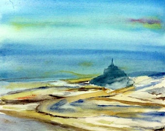 watercolor mont saint Michel
