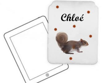 Cover for tablet pc squirrel personalized with name