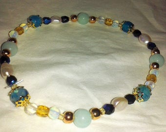 Blue and yellow Baroque constellations bracelet