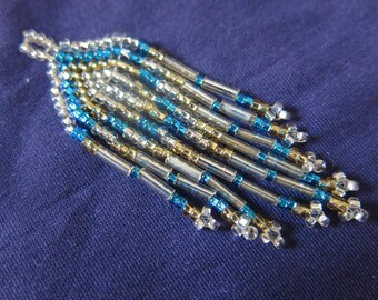 Mexican artisan handcrafted 7/2.2 cm woven beads seed beads, trade, Mexican charm, mexican pendant
