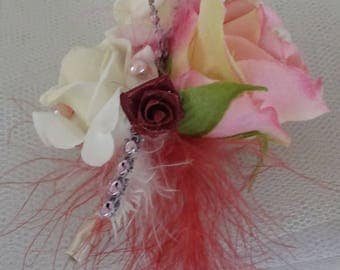 Woman wedding corsage brooch