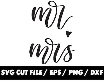 Mr and Mrs svg, Wedding clipart, digital Calligraphy Cursive Lettering – svg eps png dxf - Fabric Cut Print Mug Shirt Decal Active
