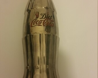 gold diet coca cola bottle, Commemorative Gold Bottle, glass bottle, coke bottle, Gold Plated Bottle