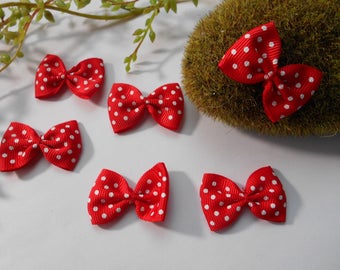 6 red and white polka - dot bow - 4cm / 2.5 cm