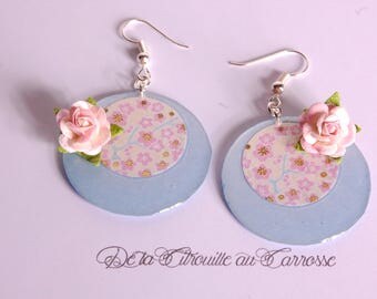 Japanese, pastel blue and yellow floral earrings