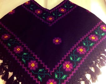 Lightweight poncho hand woven cotton