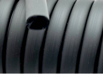 Rubber Cord with 1st quality - oval (10x7mm) - with hole (2 mm +) - black - 20 cm