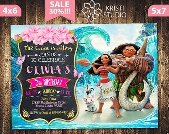 Moana Invitation - Moana Girl Invitation - Moana Girl Birthday - Moana Birthday Invitation - Moana Girl Party - Moana Printable