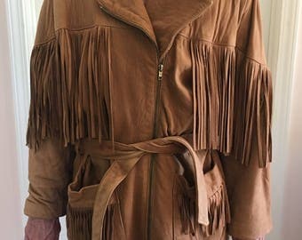 Women's Saks Fifth Avenue Leather Fringe Jacket