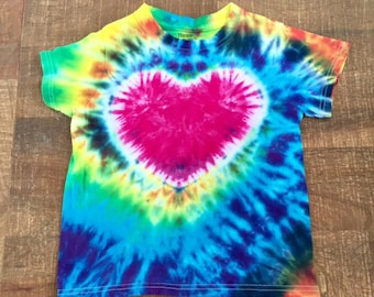 Rainbow Heart Tye Dye T-shirt Youth Sizes XS-L