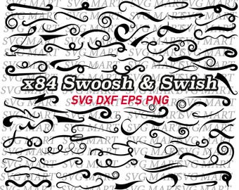 swoosh svg, swish svg, flourish svg, calligraphic svg, decorative svg, swirl, vector, clipart, silhouette, curl