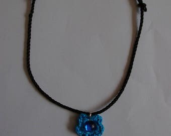 crochet blue flower jewelry