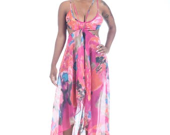 Pink Floral Maxi Dress