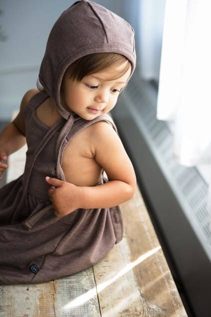 Pinafore Dress Chocolate Bamboo French Terry Baby Dress Hipster