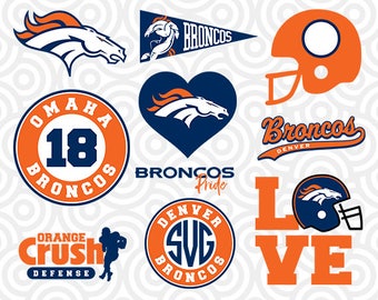 DENVER BRONCOS SVG Set, Denver Broncos Digital Download Files, Football Logos, Die Cut Files in dxf, png, jpg, eps, pdf, S-06