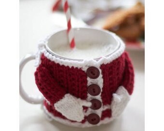 Sweater mug cozy, Crochet Mug Cozy, Christmas Gift, White Crochet Cozy, Christmas Mug Cozy, Christmas Decor, Gift For Her, Gift For Him