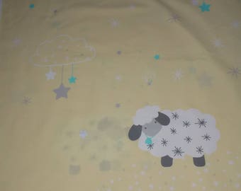 Mouton tissu en pyjama rayé bleu/caramel : BILLY