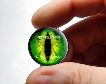 Glass Eyes - Green Dragon Glass Eyes Glass Taxidermy Doll Eyes Cabochons - Pair or Single - You Choose Size