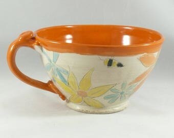 Ceramic Soup Mug, 5th Anniversary Gift, bowls with handles, pottery and ceramics, Latte Cup, Latte Mug, Oversized soup mug, Handled Bowl 929