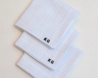 ON SALE Monogrammed mens hankie sets, pocket square set, groomsmans gifts, fathers gift, mens handkerchief