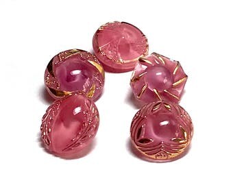 Pink glass button | Etsy