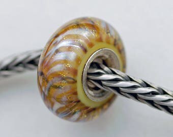 Unique Iridized Ribbon Dichroic Bead - Artisan Glass Bracelet Bead - (AUG-03)