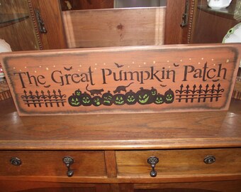 GREAT PUMPKIN PATCH primitive wood sign halloween