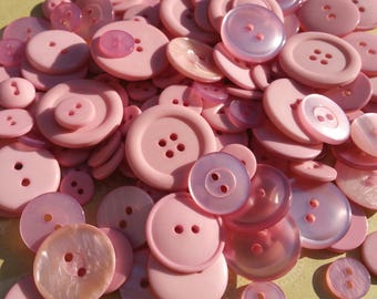 Light Pink Buttons - Bulk Sewing Button - Baby Pink Buttons - 100 Buttons - Tickled Pink