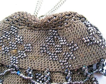 Beaded and crocheted Victorian handbag