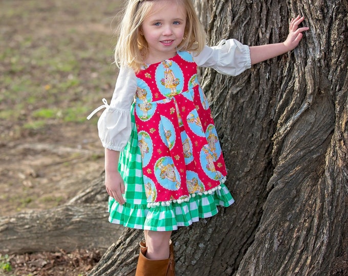 Little Girls Pinafore Apron Dress - Spring Outfit - Buffalo Check Plaid - Toddler Girls Dress - Spring Dress - sizes 4T - 10 yrs