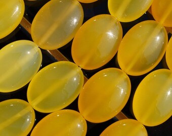 Yellow Chalcedony Agate 18x13 Mm Oval Gemstone Beads 15.5 Inches G31