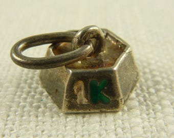Vintage Sterling and Enamel 1Kg Weight Charm