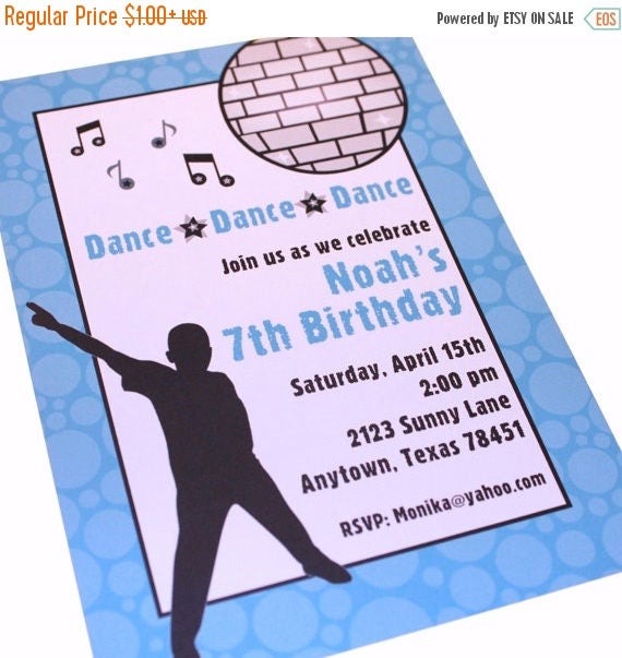 SALE Boys Dance Birthday Invitation Il_570xn