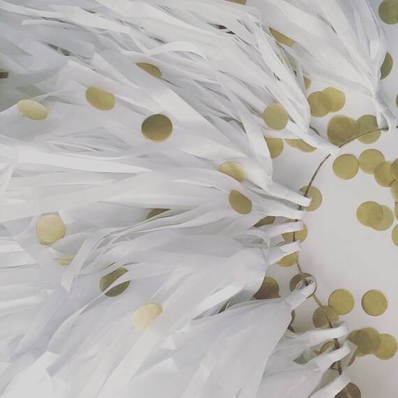 SALE / OPTIC WHITE tassel garland / neutral nursery decor / fairytale wedding decorations / first birthday party / baptism christening decor Il_570xn