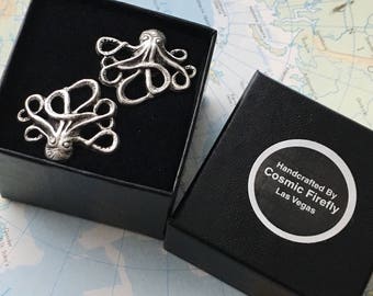 Silver Octopus Cufflinks Popular Men's Cufflinks Vintage Inspired Silver Cufflinks By Cosmic Firefly Best Men's Accessories & GIfts For Him